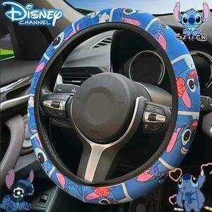 Stitch Blue and Pink Steering Wheel Cover 15"